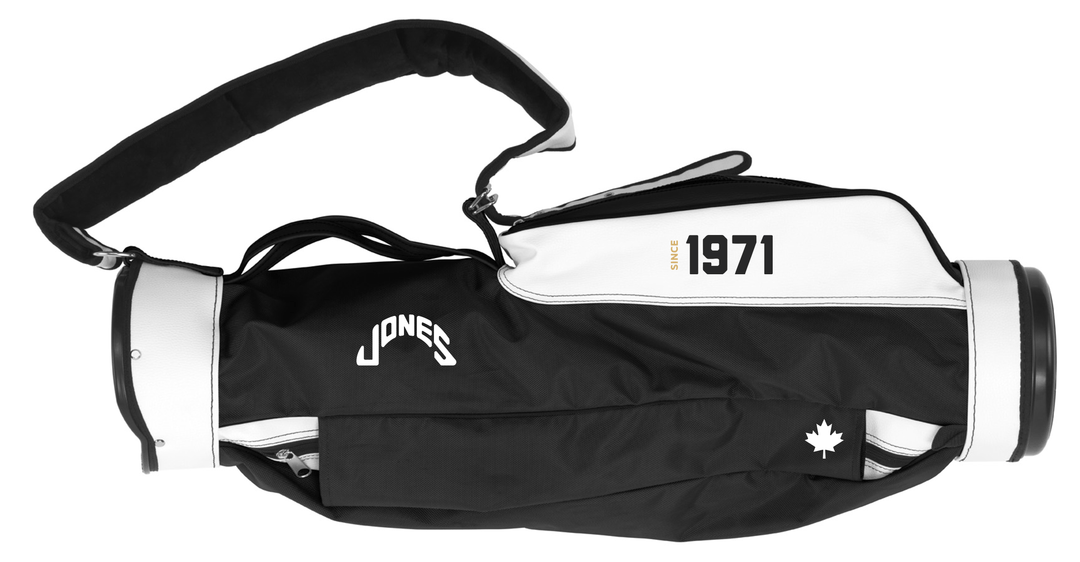 Jones Original Canadian Edition Golf Bag - Lightweight Black/White Carry Stand