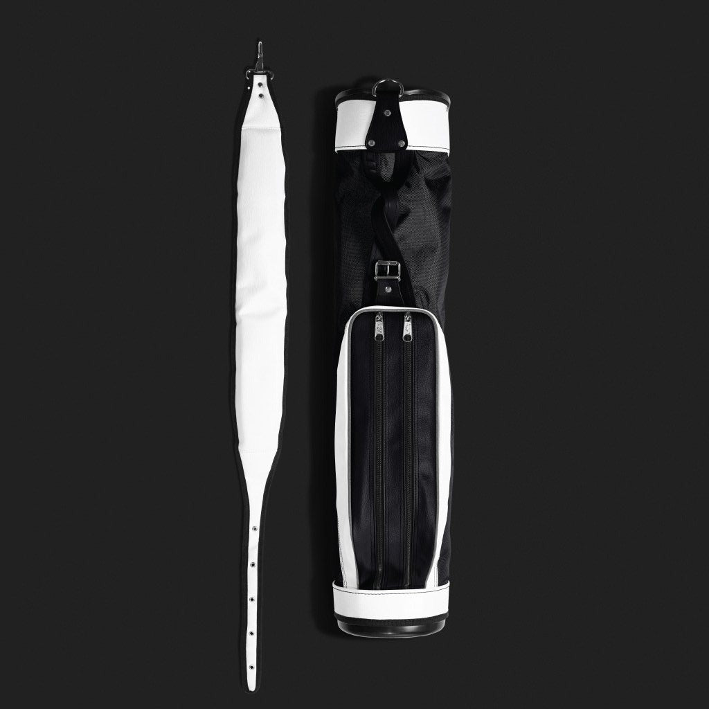 Jones Original Lightweight Golf Carry Bag - Black/White Water-Resistant Nylon