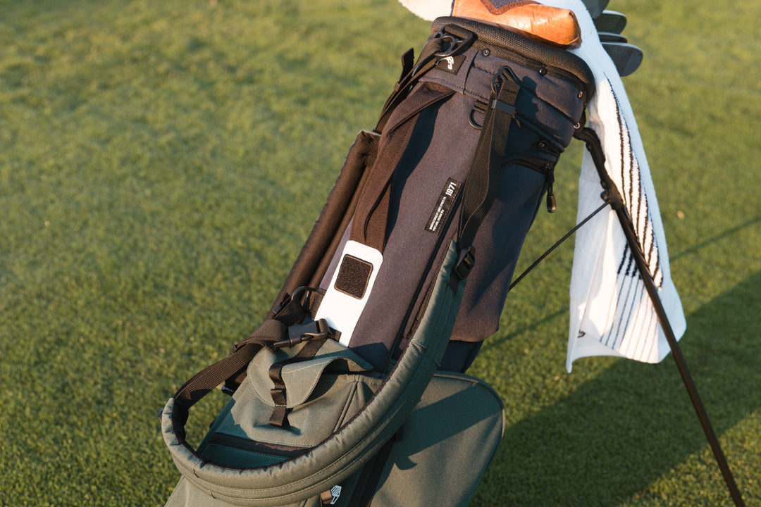 Hathway Stewart Rover Stand Golf Bag: Lightweight Navy/Dark Green, Dual Strap System