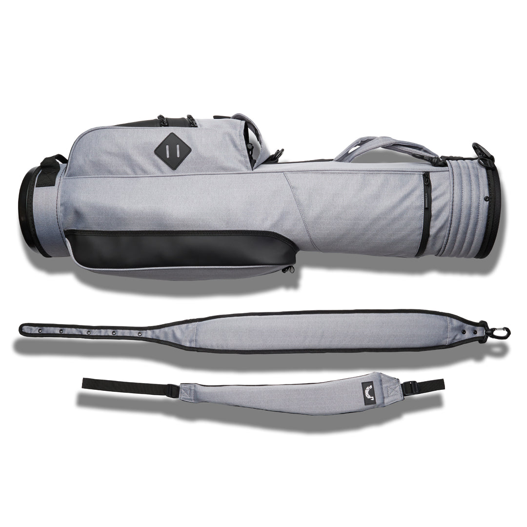 Versatile Grey Herringbone Utility Rover Golf Bag: Lightweight, Dual Strap, 6 Pockets