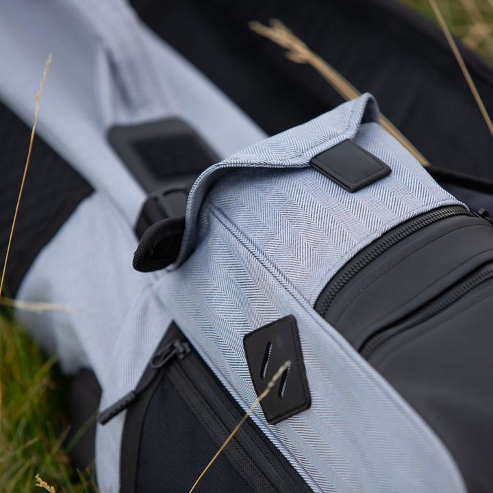 Versatile Grey Herringbone Utility Rover Golf Bag: Lightweight, Dual Strap, 6 Pockets