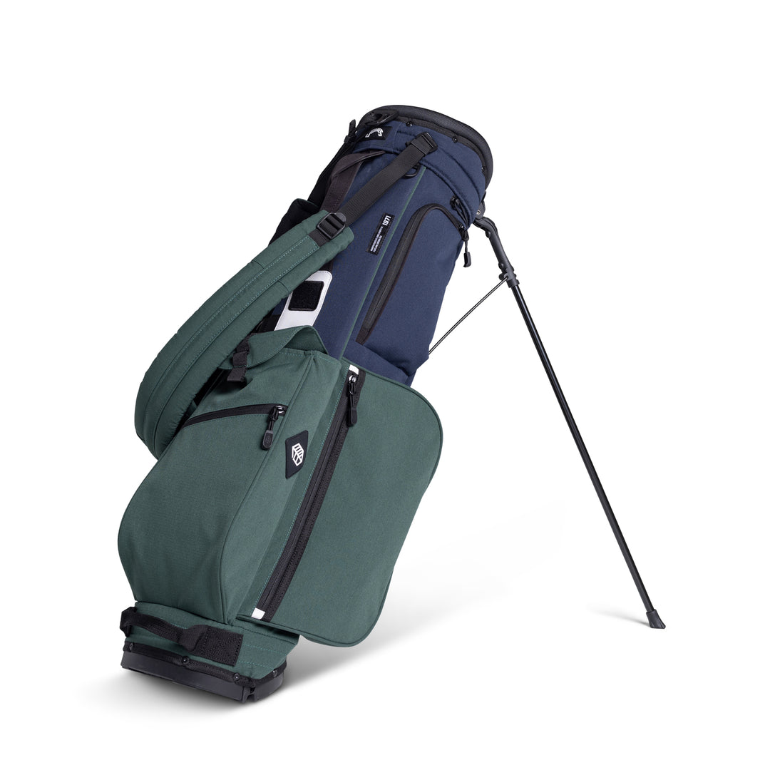 Hathway Stewart Rover Stand Golf Bag: Lightweight Navy/Dark Green, Dual Strap System