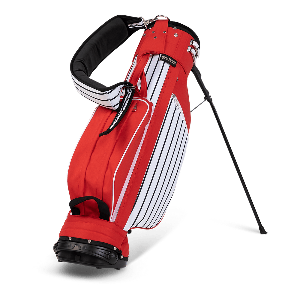 Jones Classic Red Pinstripe Stand/Cart Golf Bag - Premium Dual-Purpose Design
