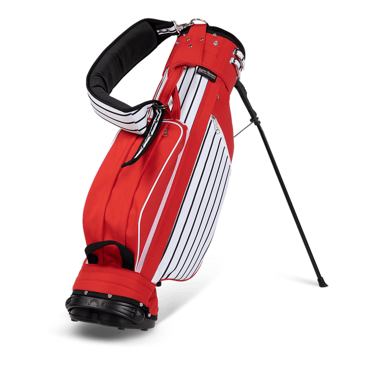 Jones Classic Red Pinstripe Stand/Cart Golf Bag - Premium Dual-Purpose Design