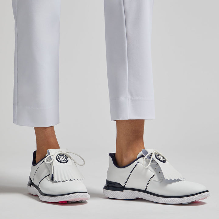 Women's T.P.U. Side Stripe Kiltie Golf Shoe Snow/Twilight