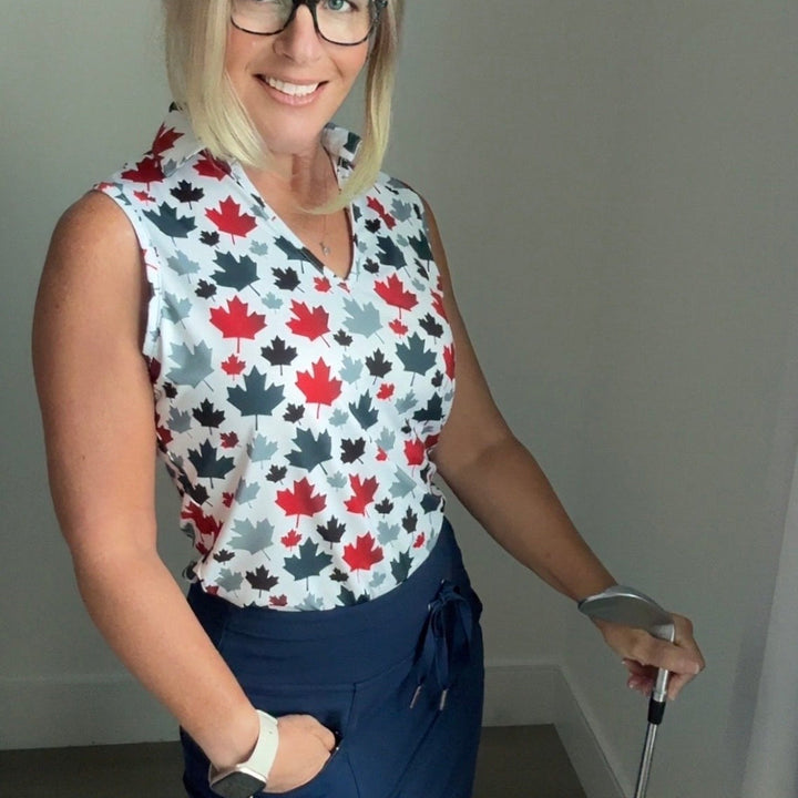 2026 Canada EH? PRE ORDER Women's Racer Back Golf Collared Polo