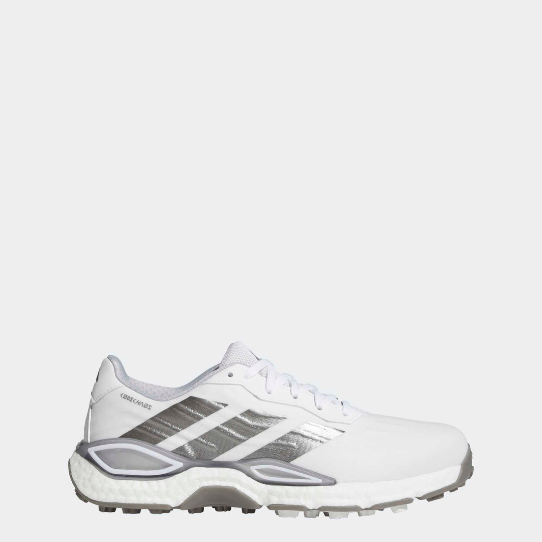 Adidas Men's CODECHAOS 27 BOOST Spikeless Golf Shoes - White/Iron/Silver