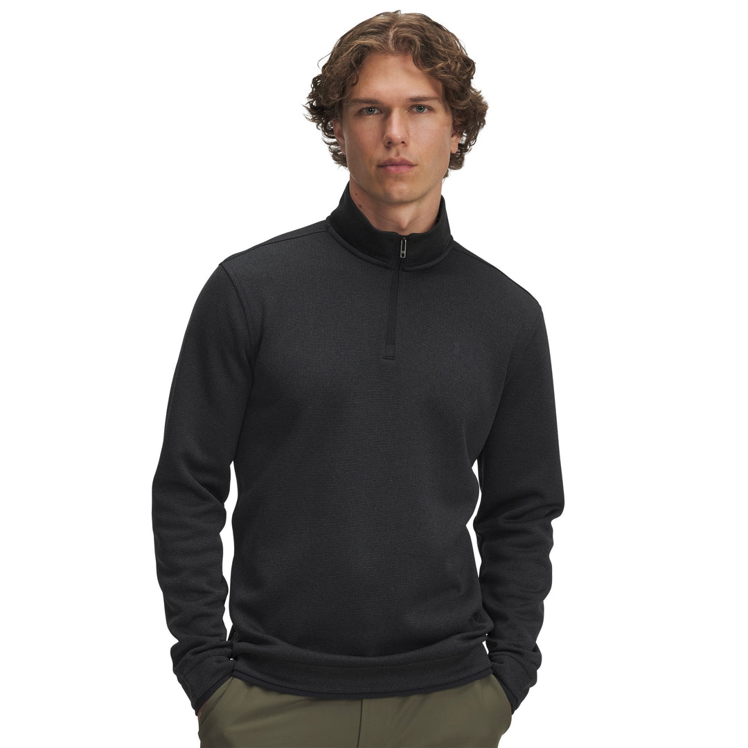 UA SweaterFleece Men's Quarter Zip - Black Front