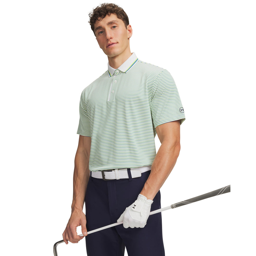 UA ArmourDry Rib Stripe Men's Polo - White