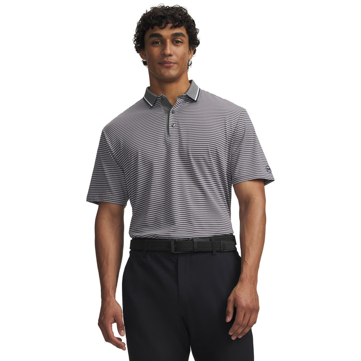 UA ArmourDry Rib Stripe Men's Polo - Lime Yellow