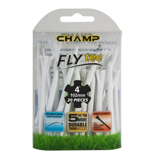 Champ Zarma FLYTee - 4" White Golf Tees 20 Pack - Niagara Golf Warehouse GDF ACCESSORIES