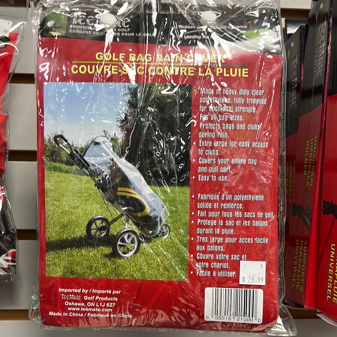 TeeMate clear golf bag rain cover